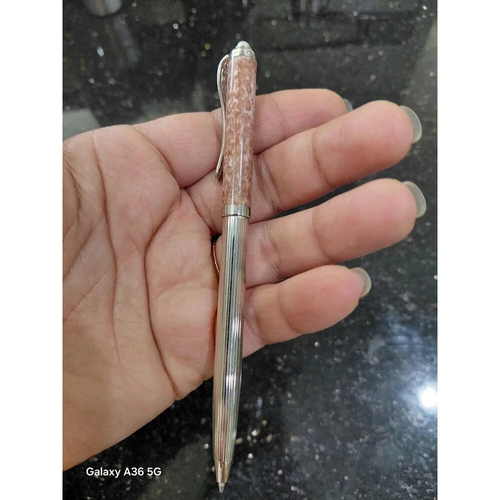 MIKIMOTO Ball-Point Pen Metal Resin Peach Silver